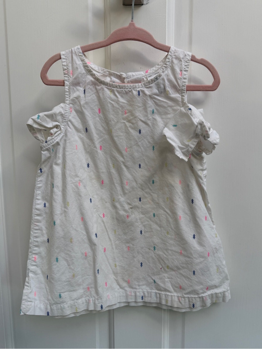Carter's Girls 4 5 White Cold-Shoulder Tank Blouse Top with Multicolor Design